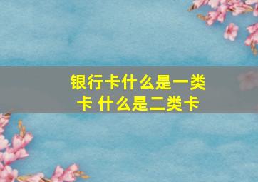 银行卡什么是一类卡 什么是二类卡